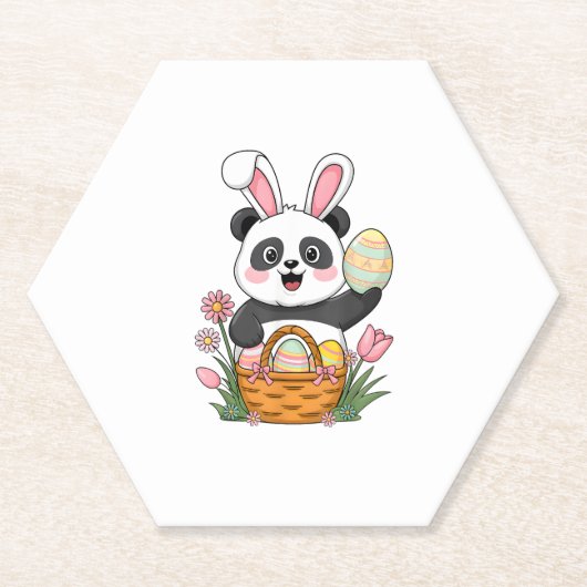 Niedlich Osterpanda Bunny Rabbit Ostereier Korb P Untersetzer (Vorderseite)