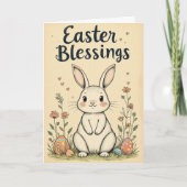 Niedlich Ostersegnung Bunny Karte (Vorderseite)