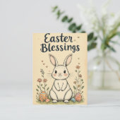Niedlich Ostersegnung Bunny Postkarte (Stehend Vorderseite)