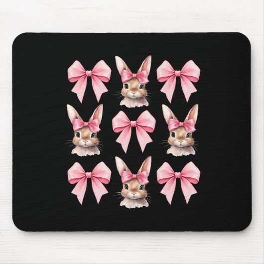 Niedlich Ostersonnengesicht Coquette Bow Osterfeie Mousepad (Vorne)