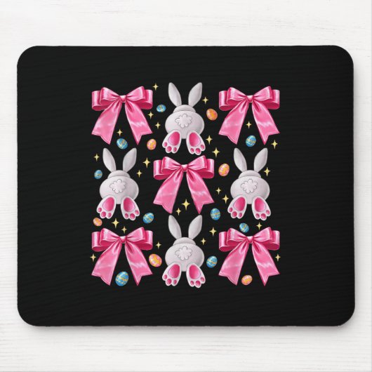 Niedlich Ostersonnengesicht Coquette Bow Osterfeie Mousepad (Vorne)