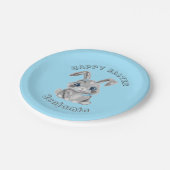 Niedlich Ostersonnige Kaninchen Name Blau Pappteller (Schrägansicht)