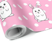 Niedlich Ostersonnige Pink-Kaninchen-Cartoon Kinde Geschenkpapier (Rolleneckpunkt)