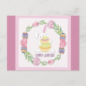 Niedlich Ostersonnige Rabbit Polka Dots Postkarte (Vorderseite)