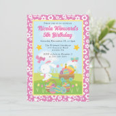 Niedlich Ostersonniger Frühling Kindergeburtstag Einladung (Stehend Vorderseite)