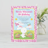 Niedlich Ostersonniger Frühling Kindergeburtstag Einladung (Stehend Vorderseite)