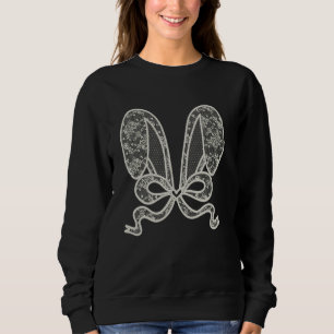 Niedlich Osterweiße Spitzen Bunny Coquette Bow für Sweatshirt