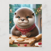 Niedlich Otter backen Weihnachtskekse Postkarte (Vorderseite)