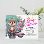 Niedlich Otter Boho Babydusche Einladung (Stehend Vorderseite)
