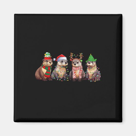 Niedlich Otter Christmas Pajama Fun Xmas Lights Ti Magnet (Vorne)