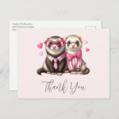 Niedlich Otter Couple in Liebe Danke Postkarte (Vorne/Hinten)