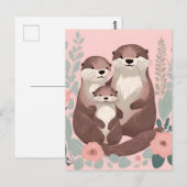 Niedlich-Otter-Familie Postkarte (Vorne/Hinten)