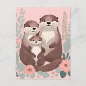 Niedlich-Otter-Familie Postkarte (Vorderseite)