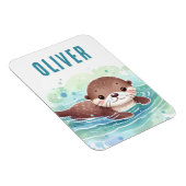 Niedlich Otter Illustration Individuelle Name Magnet (Rechte Seite)