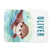 Niedlich Otter Illustration Individuelle Name Magnet (Horizontal)