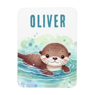 Niedlich Otter Illustration Individuelle Name Magnet