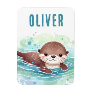 Niedlich Otter Illustration Individuelle Name Magnet
