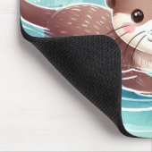 Niedlich Otter Illustration Individuelle Name Mousepad (Ecke)
