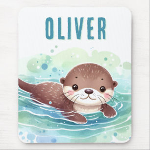Niedlich Otter Illustration Individuelle Name Mousepad
