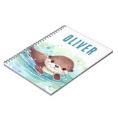 Niedlich Otter Illustration Individuelle Name Notizblock (Linke Seite)