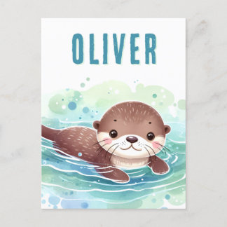 Niedlich Otter Illustration Individuelle Name Postkarte