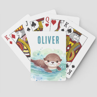 Niedlich Otter Illustration Individuelle Name Spielkarten