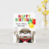 Niedlich Otter in Tuxedo Happy Birthday Karte (Gelbe Blume)