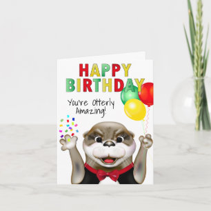Niedlich Otter in Tuxedo Happy Birthday Karte