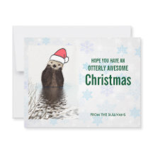 Niedlich Otter mit einer Weihnachtsmannmütze Weihn