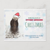 Niedlich Otter mit einer Weihnachtsmannmütze Weihn Postkarte (Vorderseite)