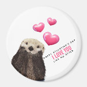 Niedlich Otter mit HerzValentinstag Spaß Magnet (Vorne)