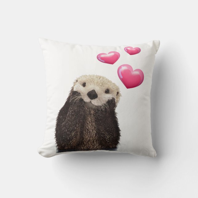 Niedlich Otter mit Liebe Herz Kissen (Vorderseite)