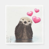 Niedlich Otter mit Liebe Herz Serviette (Vorderseite)