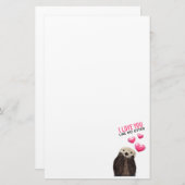 Niedlich Otter mit rosa Herzen Liebe Puppen Briefpapier (Vorne/Hinten)