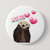 Niedlich Otter mit rosa Herzen Liebe Puppen Button (Vorderseite)