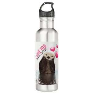 Niedlich Otter mit rosa Herzen Liebe Puppen Edelstahlflasche