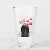 Niedlich Otter mit rosa Herzen Liebe Puppen Glas (Vorderseite)