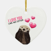 Niedlich Otter mit rosa Herzen Liebe Puppen Keramik Ornament (Vorne)