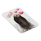 Niedlich Otter mit rosa Herzen Liebe Puppen Magnet (Rechte Seite)
