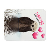Niedlich Otter mit rosa Herzen Liebe Puppen Magnet (Horizontal)