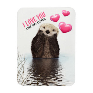 Niedlich Otter mit rosa Herzen Liebe Puppen Magnet