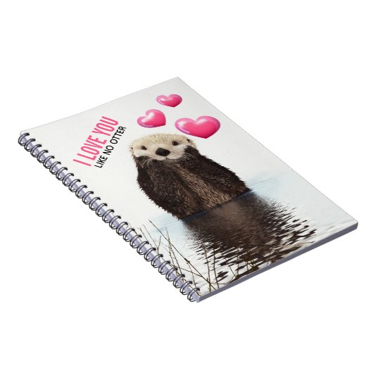 Niedlich Otter mit rosa Herzen Liebe Puppen Notizblock (Rechte Seite)