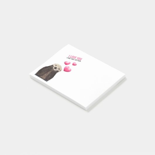 Niedlich Otter mit rosa Herzen Liebe Puppen Post-it Klebezettel (angewinkelt)