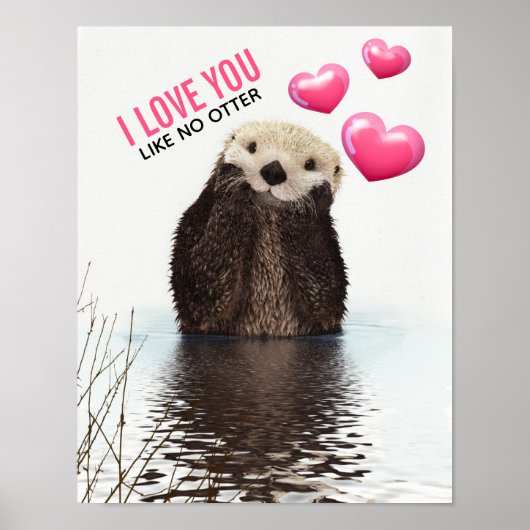 Niedlich Otter mit rosa Herzen Liebe Puppen Poster (Vorne)