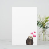 Niedlich Otter mit rosa Liebe Herz Briefpapier (Stehend Vorderseite)