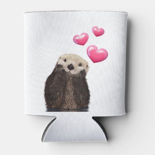 Niedlich Otter mit rosa Liebe Herz Dosenkühler (Vorderseite)