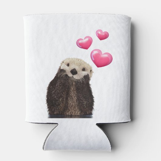 Niedlich Otter mit rosa Liebe Herz Dosenkühler (Rückseite)