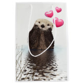 Niedlich Otter mit rosa Liebe Herz Mittlere Geschenktüte (Vorderseite)