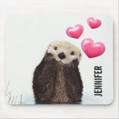 Niedlich Otter mit rosa Liebe Herz Mousepad (Vorne)