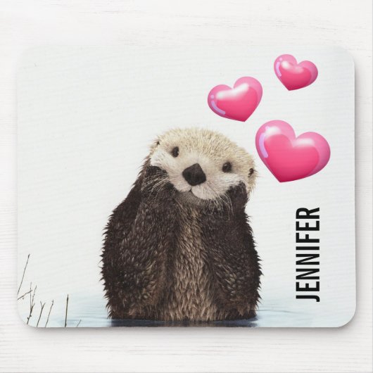 Niedlich Otter mit rosa Liebe Herz Mousepad (Vorne)